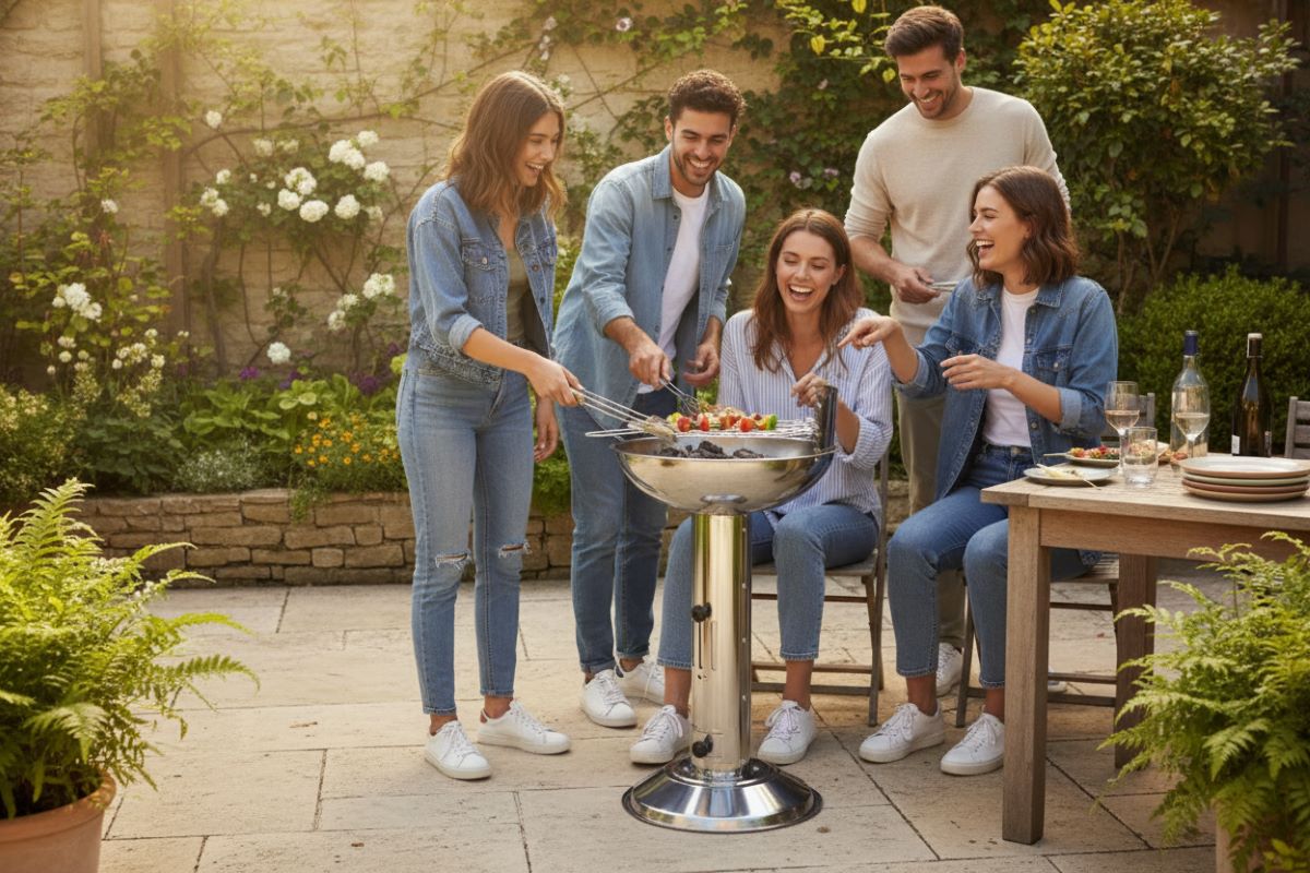 GrillMeister Nerezový sloupový gril na dřevěné uhlí 538011 5